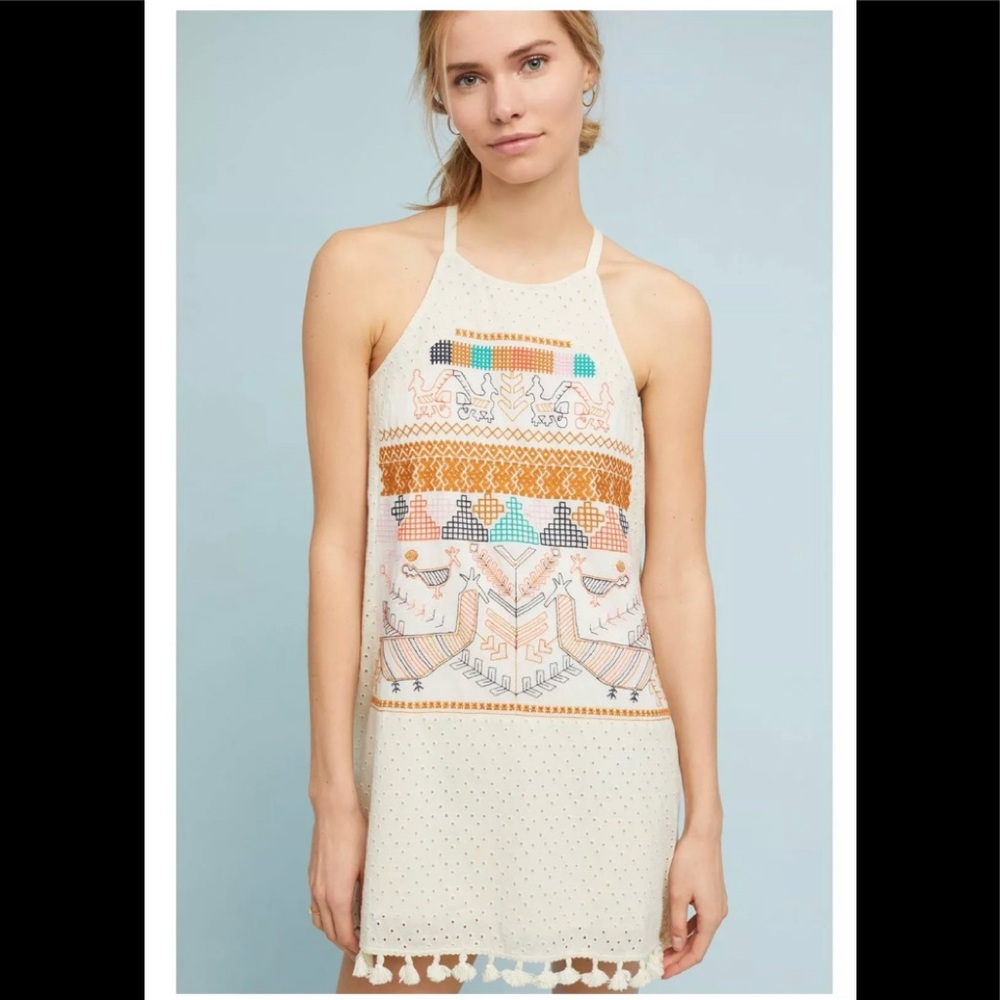 Anthropologie Zolita Embroidered Llama Dress